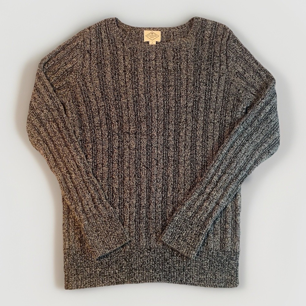 St. John's Bay Cable Knit Sweater Mens Large Grey Marled Cotton Blend Pullover